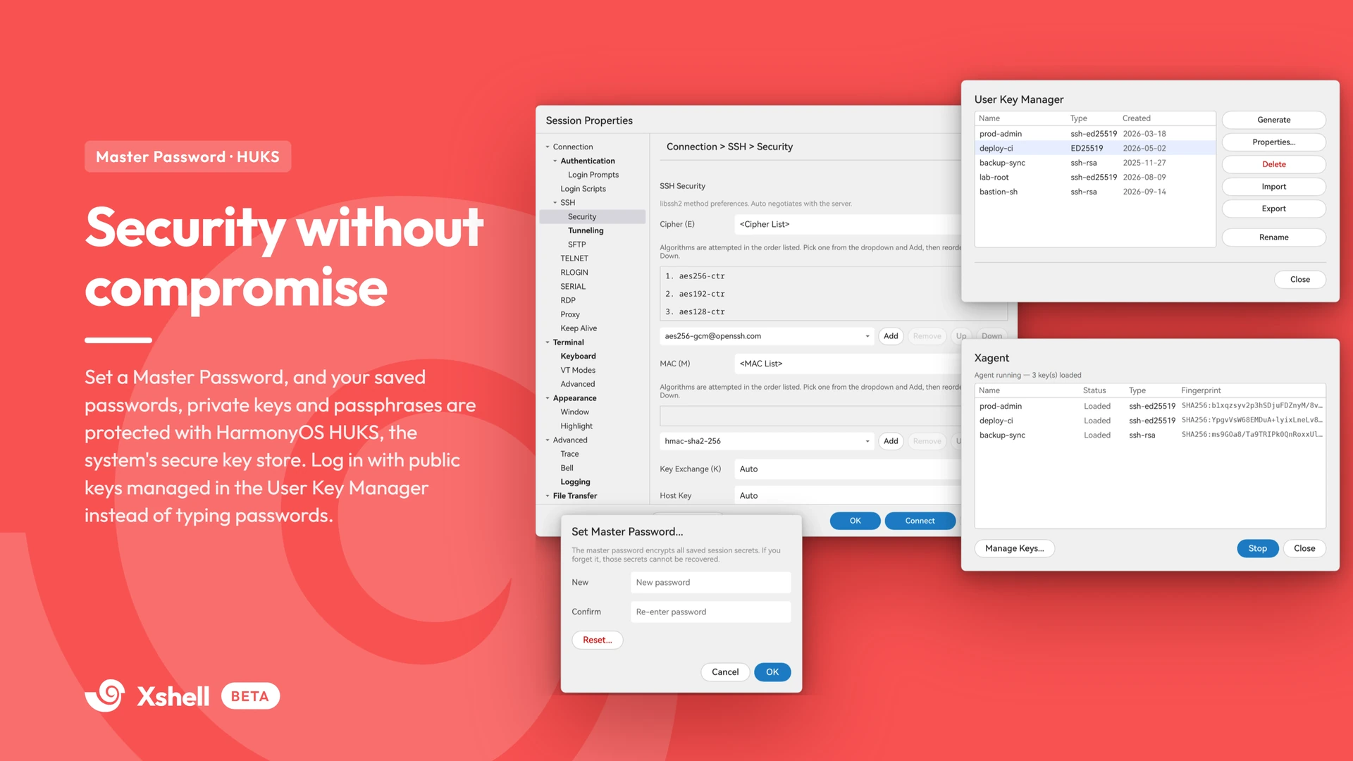 Security without compromise — Master Password, HUKS key store and public key login
